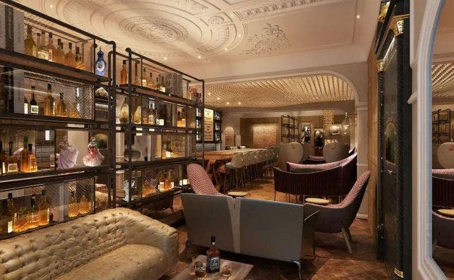 Una de las salas para huÃ©spedes vip, con una estÃ©tica moderna de tintes victorianos. Foto: Hyatt.