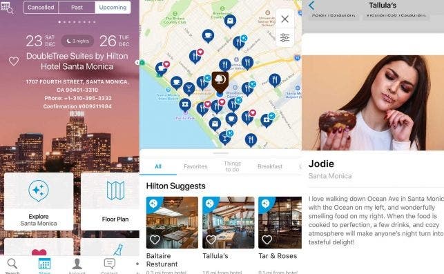 La nueva app de Hilton incluye recomendaciones del personal de sus hoteles.