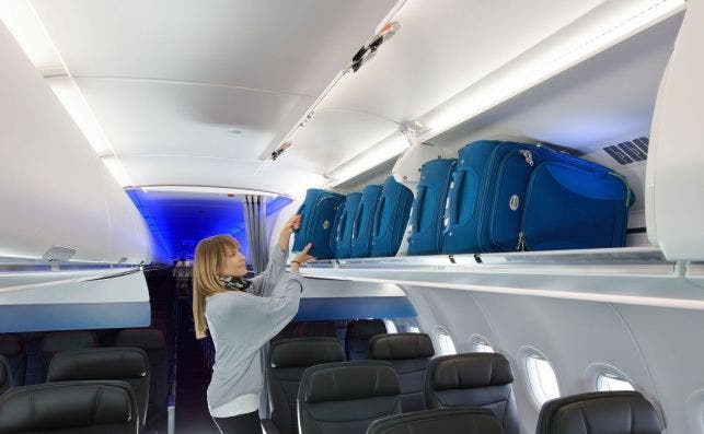 Los nuevos A321neo de American ofrecen un 40% de espacio adicinal para maletas en cabina. Foto Airbus.