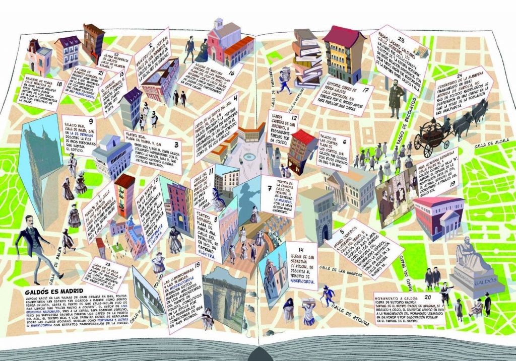Mapa ilustrado Madrid es Galdós. Imagen: esMadrid.