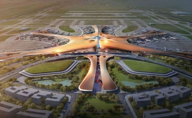 El nuevo aeropuerto de PekÃ­n-Daxing tiene forma de estrella de mar. Foto: Zaha Hadid Architects.