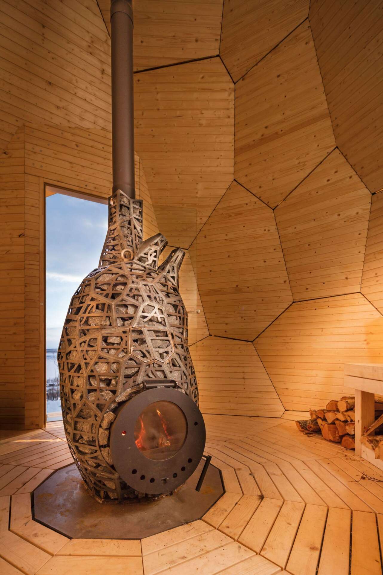 Sauna Solar Egg Bigert Bergstrom interior