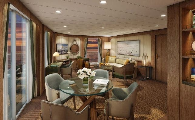 Seabourn Venture suite living room.