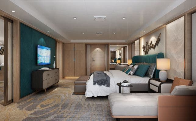 La suite Shangri-La tiene 85 metros cuadrados. Foto: Victoria Cruises.