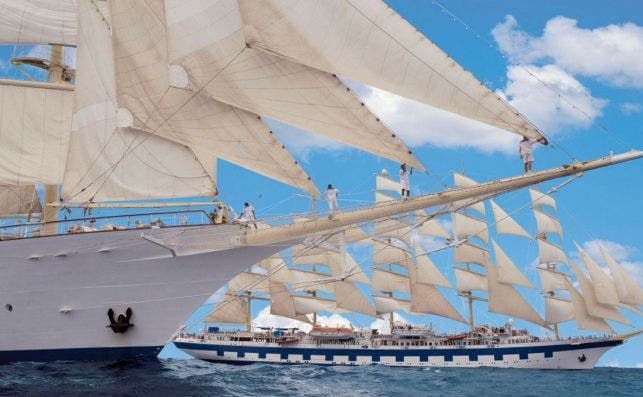 El romanticismo de la navegaciÃ³n a vela se revive en estos cruceros de lujo. Foto: Star Clippers.