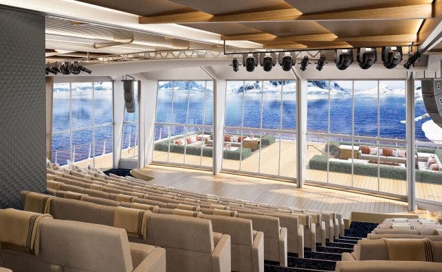 El auditorio puede alojar a la mitad de los pasajeros. Foto: Viking Ocean Cruises.