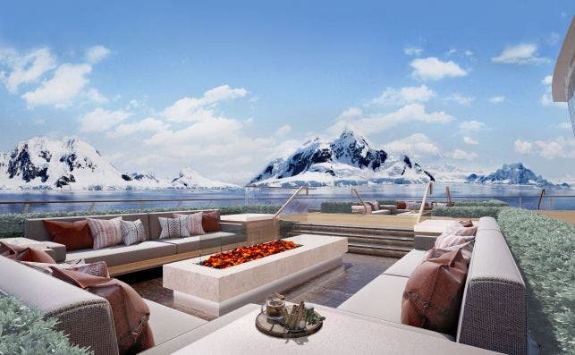 La terraza estarÃ¡ equipada con piedras volcÃ¡nicas para dotar de calor. Foto: Viking Ocean Cruises.