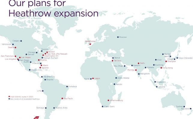 Virgin Atlantic Heathrow expansion route maps copia