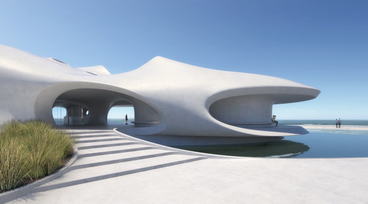 La biblioteca se construye con técnicas 3D para mantener su estética de curvas. Foto: MAD Architects.