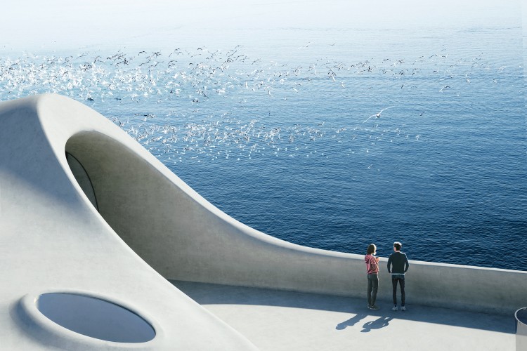 El futuro edificio aspira a ser un centro de relax frente al Mar de la China Meridional. Foto: MAD Architects.
