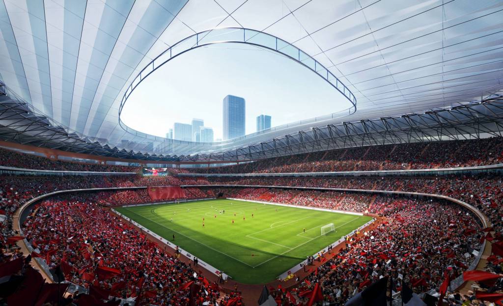 El estadio tendrá una capacidad de 60.000 espectadores. Foto: Estudio Zaha Hadid.