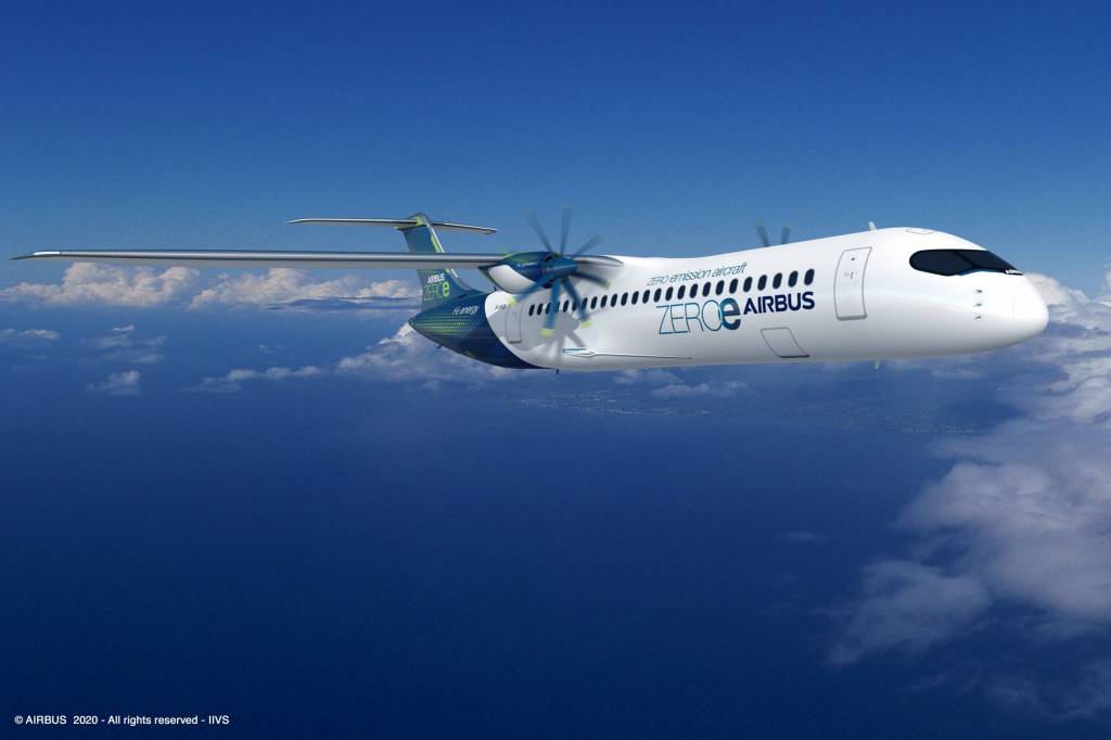 El modelo con motores a hélice podría transportar 100 pasajeros. Foto: Airbus