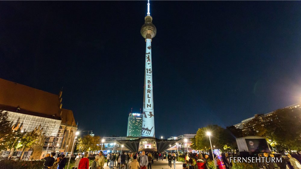 Hasta la antena de televisión Fernsehturm se convierte en un lienzo. Foto: Festival de las Luces