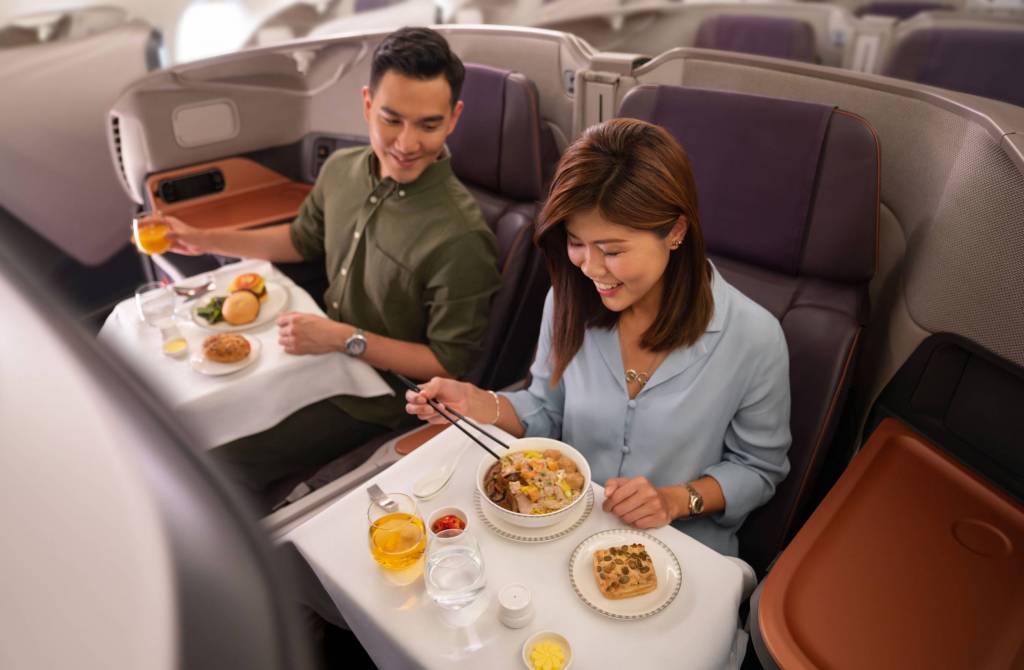 Experiencia gastronómica en los A380. Foto Singapore Airlines