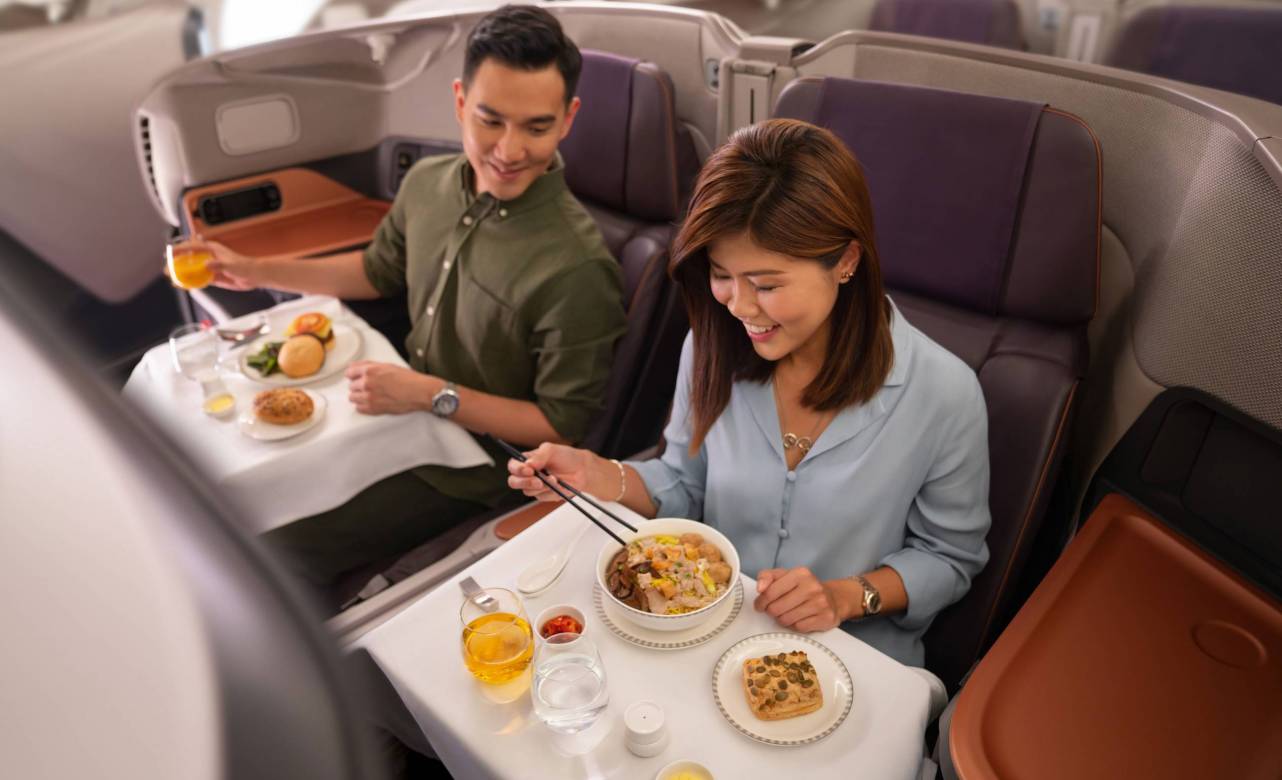 Experiencia gastronómica en los A380. Foto Singapore Airlines
