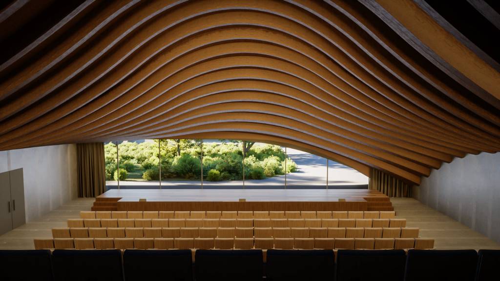 Auditorio del Arena Liga Portugal diseñado por OODA. Imagen: Fusão.