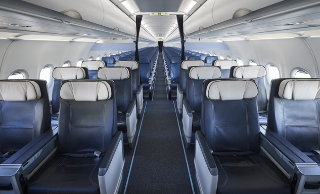 En la cabina del A321LR pueden viajar 199 pasajeros. Foto Air Transat