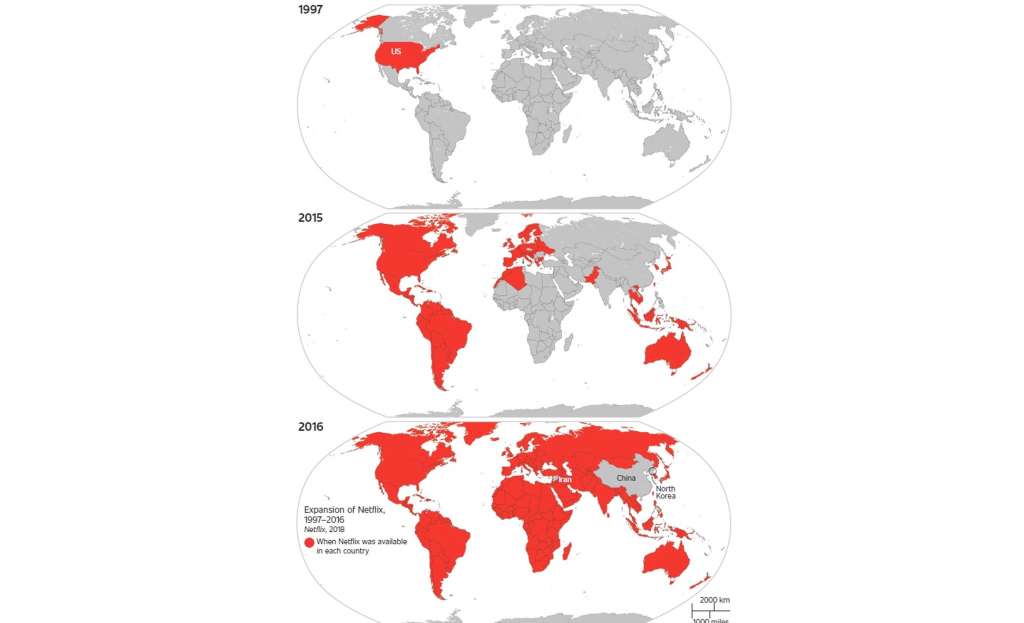 Expansión de Netflix en una década. Foto: Terra Incognita