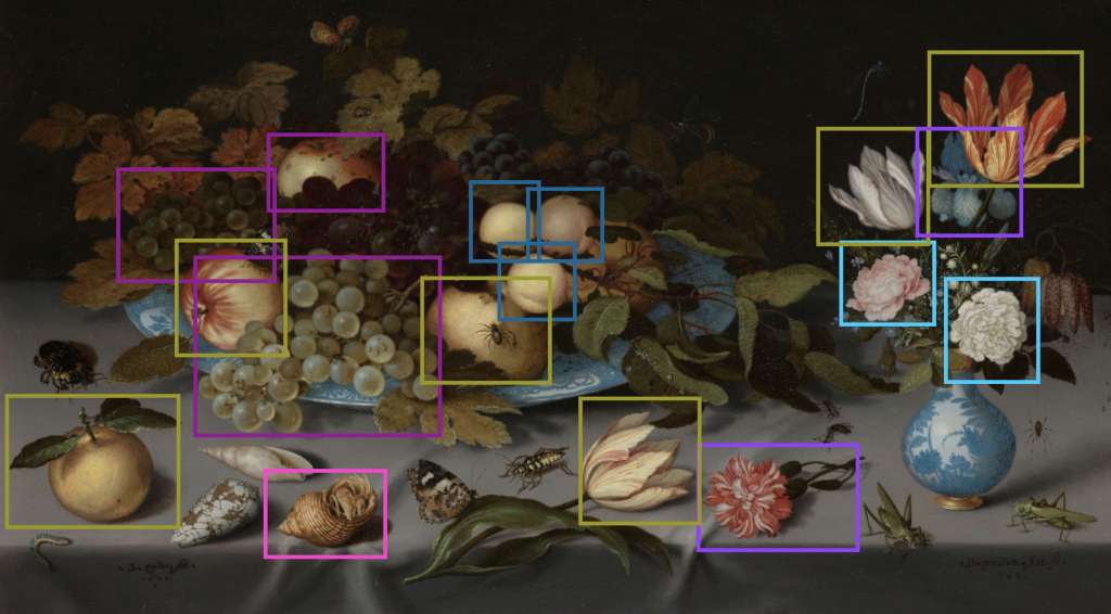 Bodegón de Balthasar van der Ast donde los programas registran imágenes con información de aromas. Foto Rijksmuseum-FAU Erlangen-Nürnberg