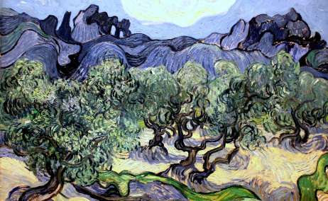 Vincent van Gogh, Painting_of_olive trees (1889). Foto Wikimedia Commons.