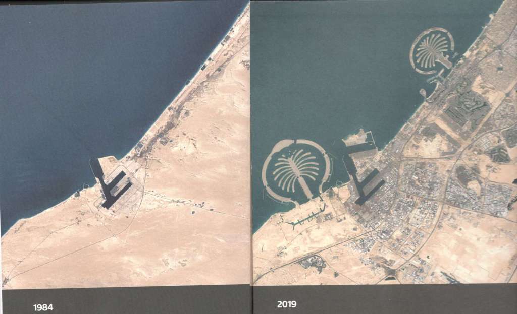 Crecimiento de Dubái entre 1984 y 2019. Foto: Terra Incognita