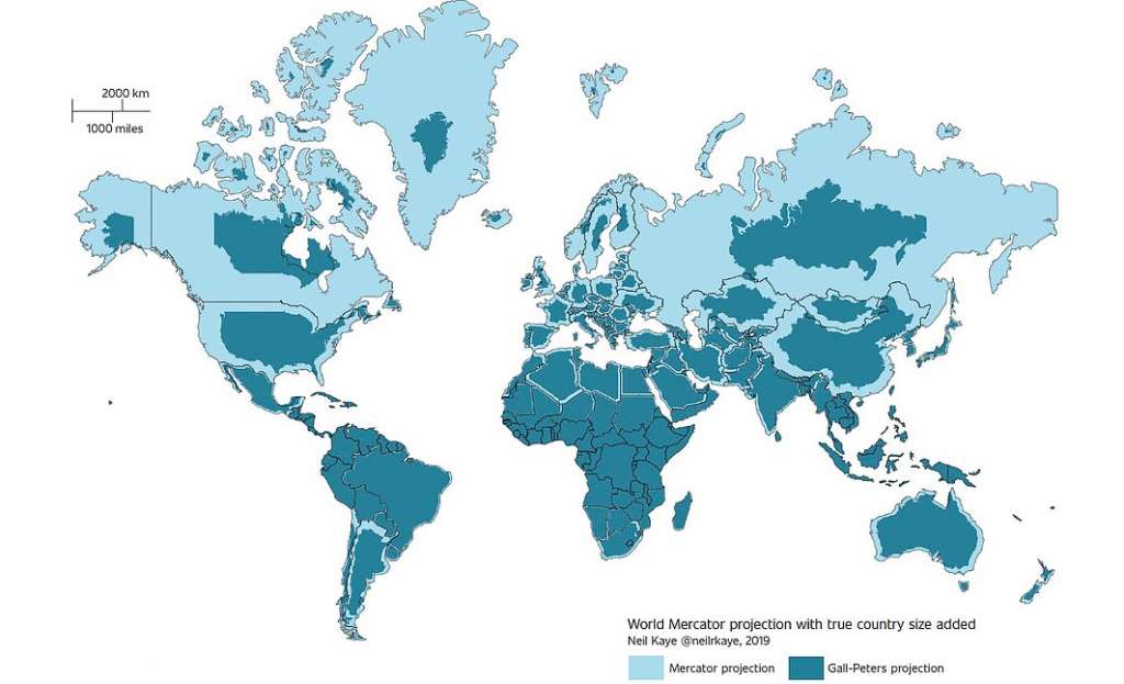 Errores en la proyección Mercator. Foto Terra Incognita