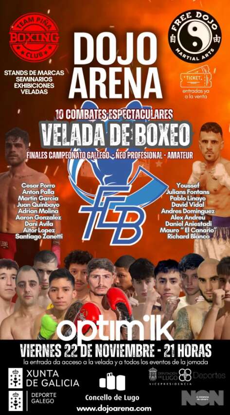 El cartel de una de las veladas del Dojo Arena en Lugo, Galicia