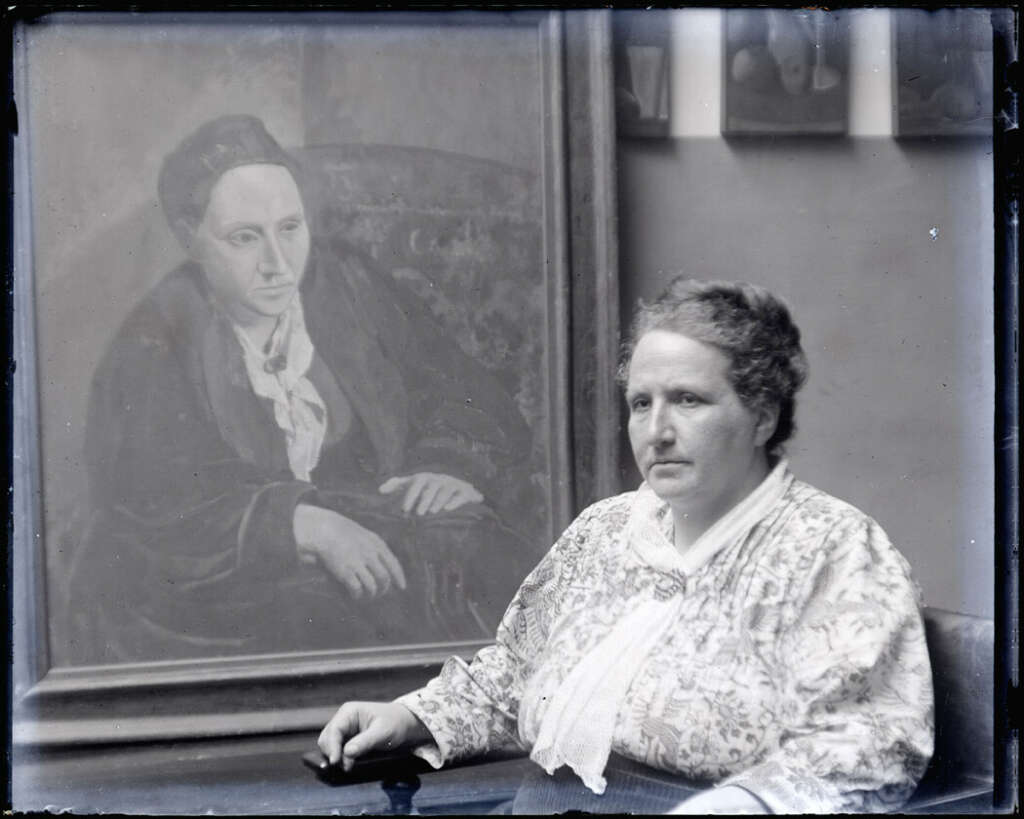 Gertude Stein con su retrato de Picasso