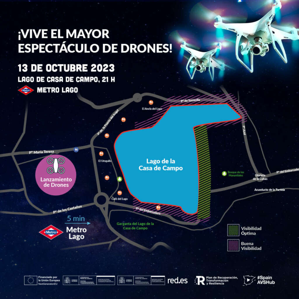Mapa espectáculo de drones, Madrid