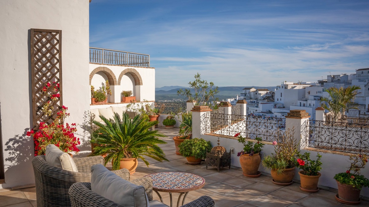 Terraza del hotel La Casa del Califa en Andalucía