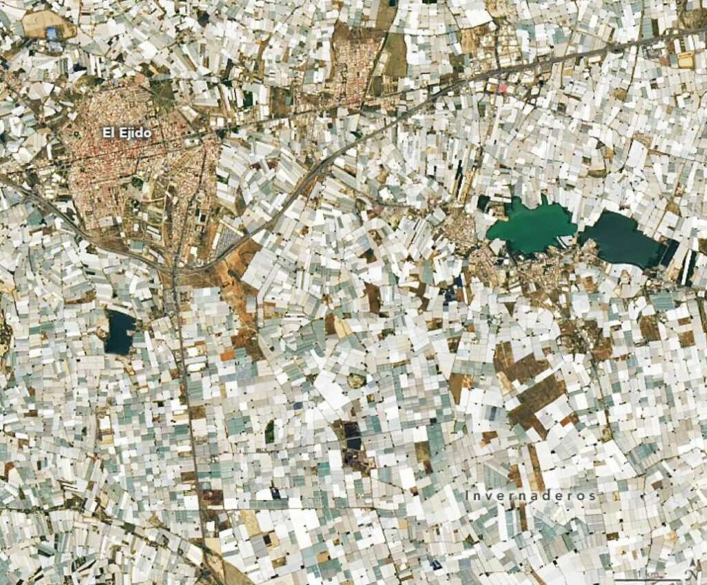 El 'mar de plástico' en Almería, una construcción visible desde el espacio