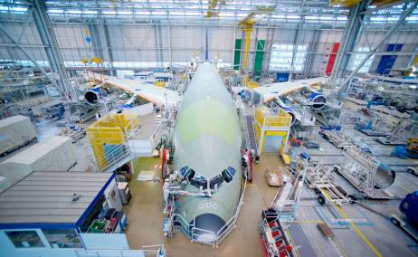 Ensamblado de un A380 en la planta de Francia. Foto: Airbus