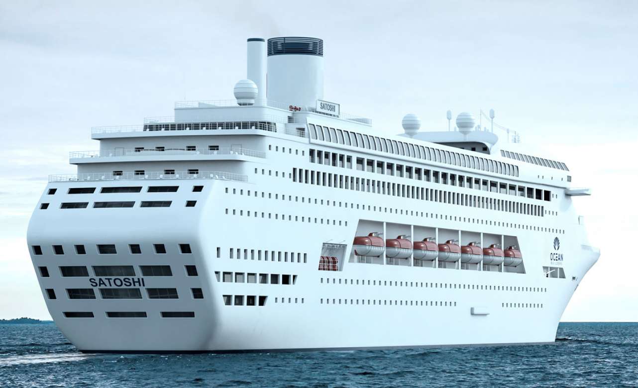 El MS Satoshi estará anclado en aguas internacionales del Caribe. Foto: Ocean Builders