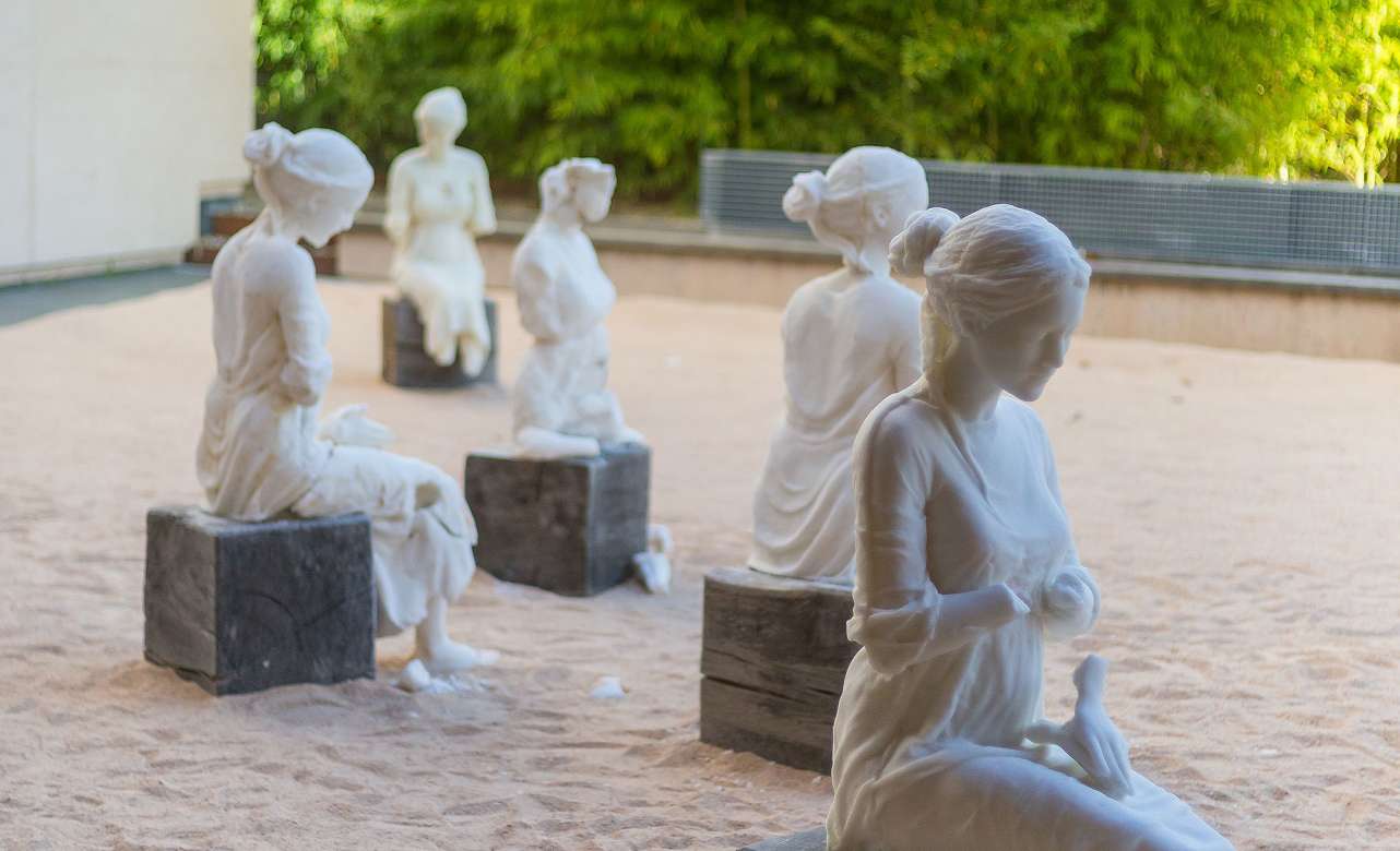 El mito bíblico de Edith se convierte en escultura efímera. Foto Museo Universidad de Navarra.
