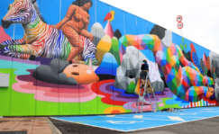 Una de las ultimas creaciones de Okuda en Cantabria. Foto Celia Agüero Pereda | EFE