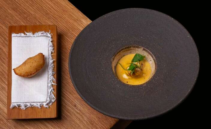 Plato de castaña con escabeche en Ceibe