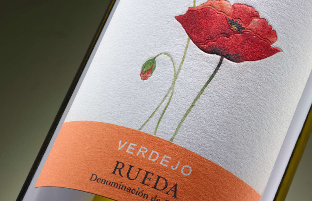 Etiqueta vino Viore blanco de Rueda