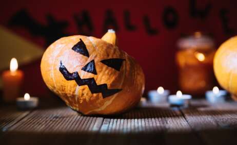 Una calabaza de decoración de Halloween