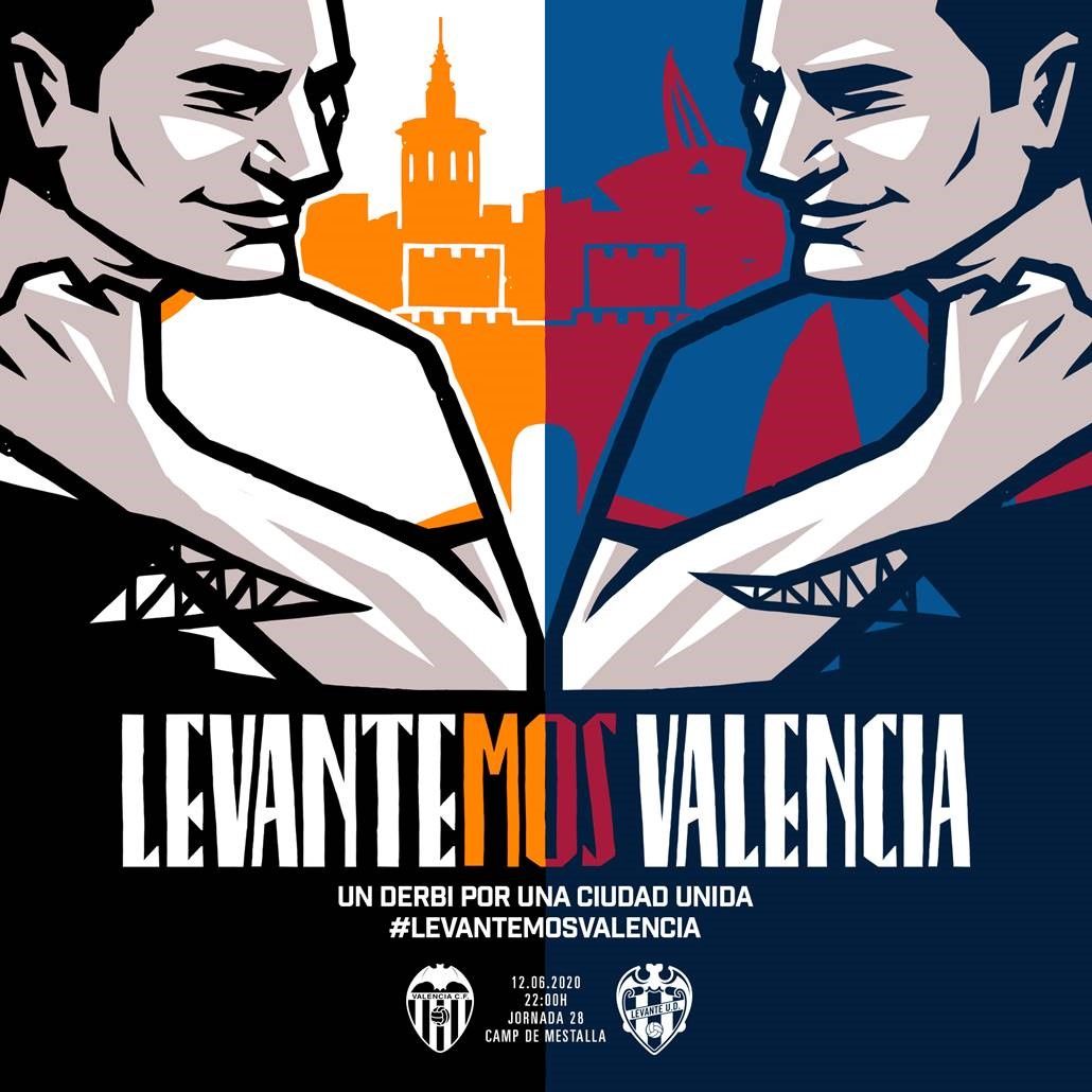Cartel del derbi valenciano. Valencia CF.