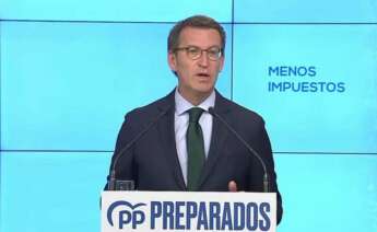 El presidente del PP, Alberto Núñez Feijóo. durante el Comité de Dirección del partido.