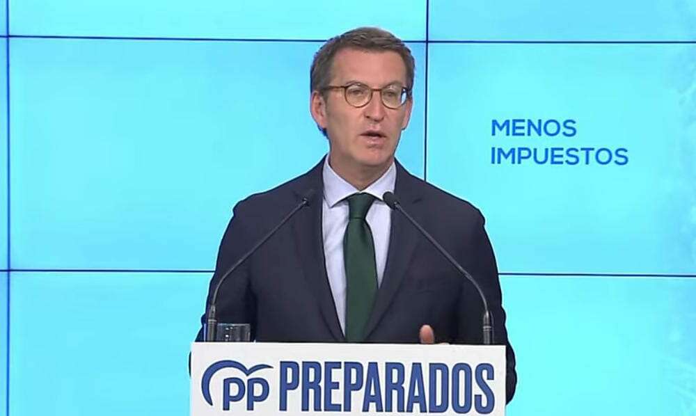 El presidente del PP, Alberto Núñez Feijóo. durante el Comité de Dirección del partido.