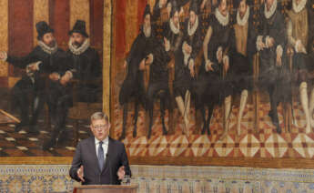 GRAFCVA8846. VALENCIA, 09/10/2022 El presidente de la Generalitat, Ximo Puig, interviene durante el acto institucional hoy 9 d'Octubre, Día de la Comunitat Valenciana.EFE/ Manuel Bruque