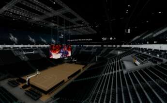 Render de las pantallas de LG en el Roig Arena