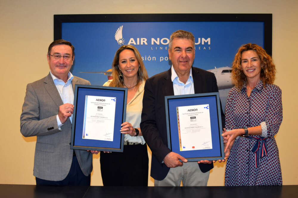 Air Nostrum se convierte en la primera aerolínea en obtener la doble certificación AENOR de Compliance UNE 19601 y UNE 19602
