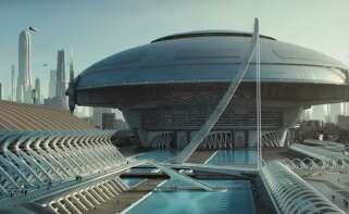 Fotograma de Andor, serie de Star Wars, de Disney, en la que aparece la Ciudad de las Artes y las Ciencias de Valencia