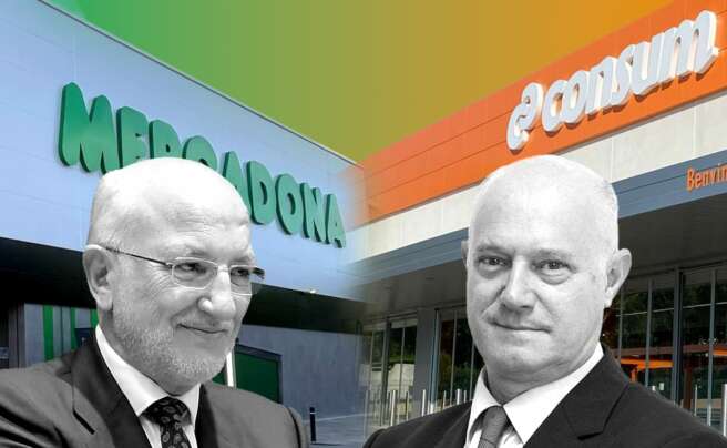 El presidente de Mercadona, Juan Roig, y el director general de Consum, Antonio Rodríguez Lázaro.