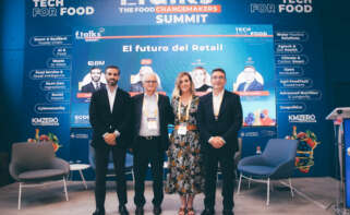 José Mendieta, director de la zona centro de Uvesco (BM Supermercados); Javier López, CFO & ESG leader de Dia; Elena Aldana, directora de RSC y Sostenibilidad de Carrefour y Felipe Medina, secretario general de Asedas