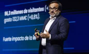 El presidente de AECOC, Ignacio González, durante el congreso de la asociación de fabricantes y distribuidores AECOC, en el Roig Arena. Rober Solsona / Europa Press