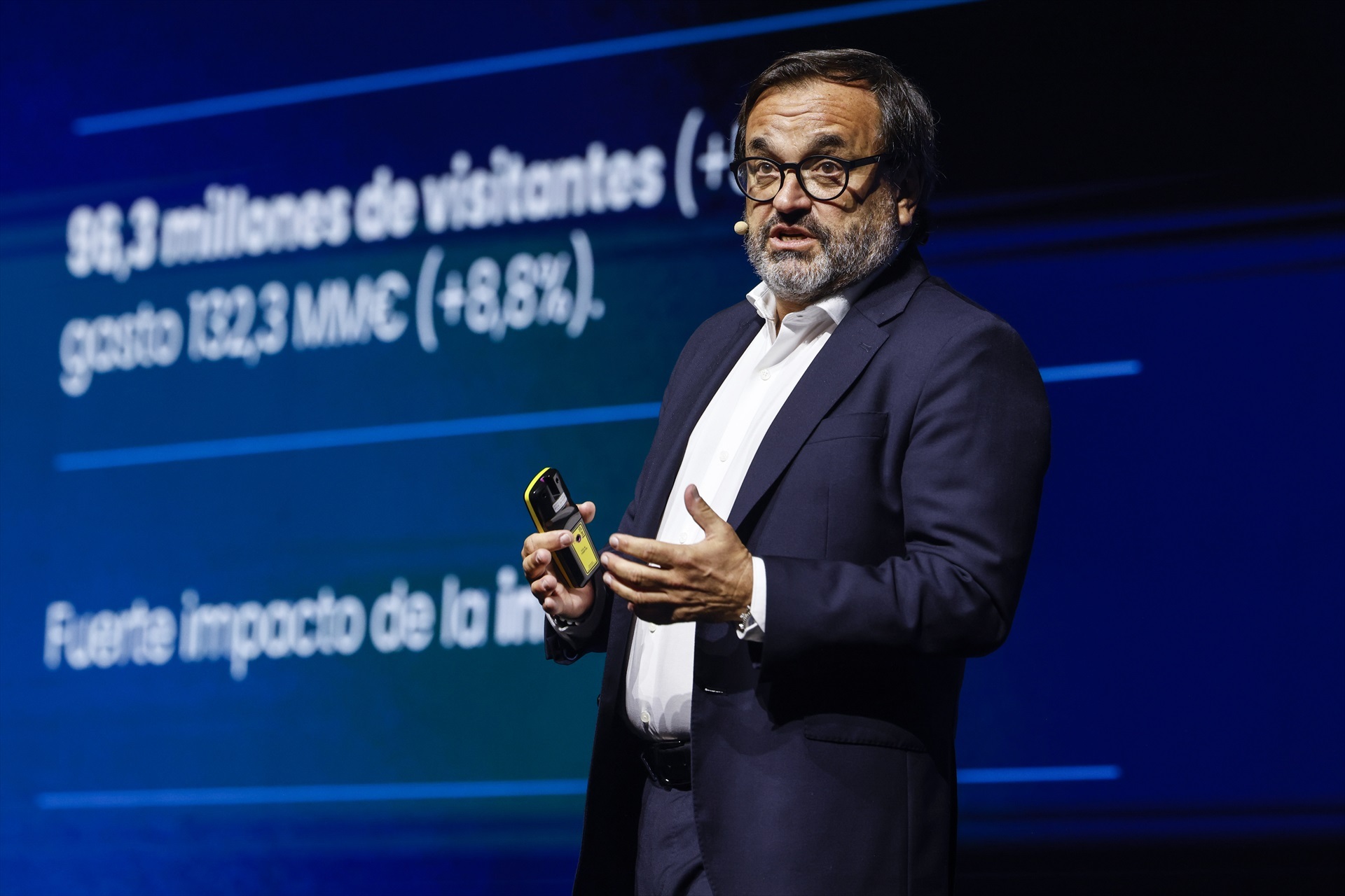 El presidente de AECOC, Ignacio González, durante el congreso de la asociación de fabricantes y distribuidores AECOC, en el Roig Arena. Rober Solsona / Europa Press