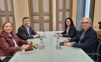 Primera reunión de Vicente Lafuente, como presidente de la CEV con los secretarios generales de UGT y CCOO